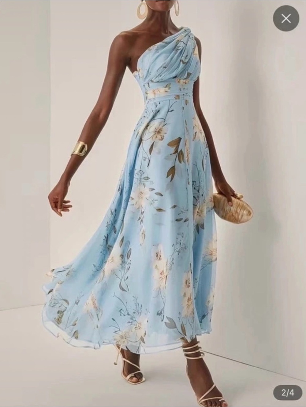 Floral Maxi Dress in Blue & White Like New